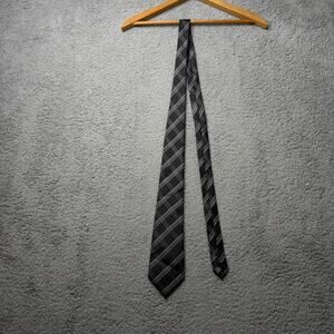 Nick(it) Tie Mens Black Plaid Silk